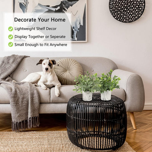 Hollyone Mini Artificial Potted Plants Fake Plants in Marble Pots, 1Pcs Plastic Eucalyptus Greenery Faux Plants for Home Office Desk Room Centerpi...