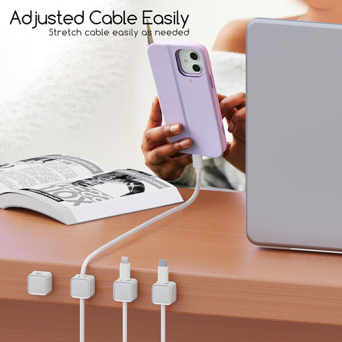 Cord Organizer Holder, 12 Pack Magnetic Desk Cable Clips Management, Hide Phone Charging Cable Keeper, Strong Adhesive Wire Charger Holder for Nig...