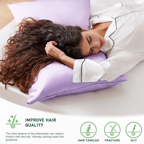 Love's cabin Satin Pillowcase for Hair and Skin, Similar to Silk Pillow Cases 2 Pack, Pillow Cases Standard Size Set of 2, Satin Cooling Pillow Co...