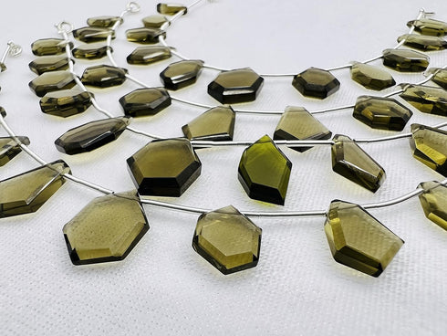 1 Strand Smoky Quartz 11 Pcs Beads Size 3.5x13-4.5x16.5mm Fancy Shape Cut Faceted Beads for Jewellery Making, Beading & Craft Supplies KCRAFTS-RK_...