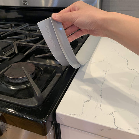 Gap Stopper® Pro - 21" Gray, Professional Grade, FDA Heavy 8.6 oz Silicone, Set of 2, Covers Gap between Stove & Countertops...
