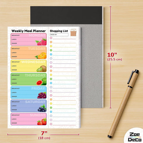 Zoe Deco Weekly Meal Planner (Fruit, 7 x 10”), Magnetic Notepad for Refrigerator, Weekly Menu Planning Pad for Family, 52 Easy Tear-Off Sheets for...