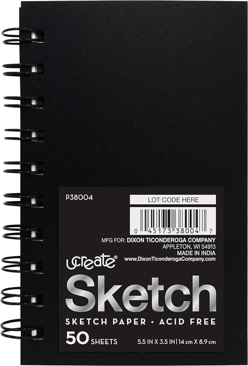 UCreate Mini Poly Cover Sketch, Heavyweight, 5.5" x 3.5", 50 Sheets, 6 Books, 6 Count...