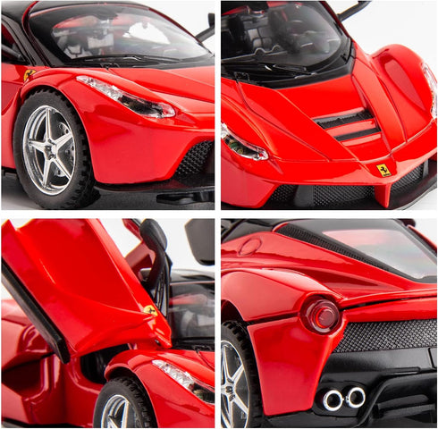 BDTCTK Compatible for 1:32 Ferrari Car Model Pull Back Car with Sound and Light for Kids Boy Girl, Metal Body Door Opened Red...