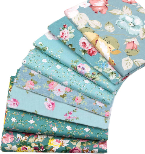 Hanjunzhao Green Fat Quarters Fabric Bundles, Precut Quilt Sewing Quilting Fabric, 18 x 22 inches (Green Floral)...