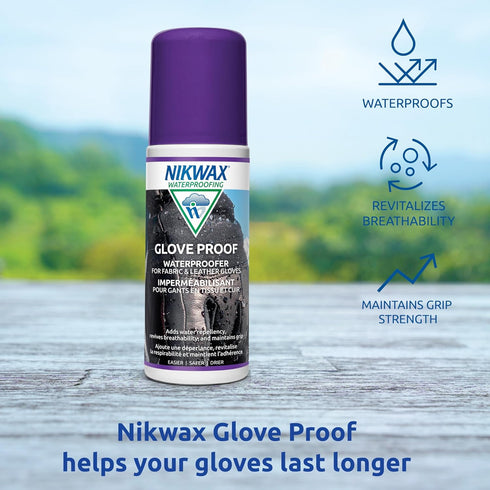 Nikwax Glove Proof High Performance Waterproofing Treatment Restores DWR Water Repellency for Leather, Fabric, Synthetic, Insulated, Gloves and Mi...