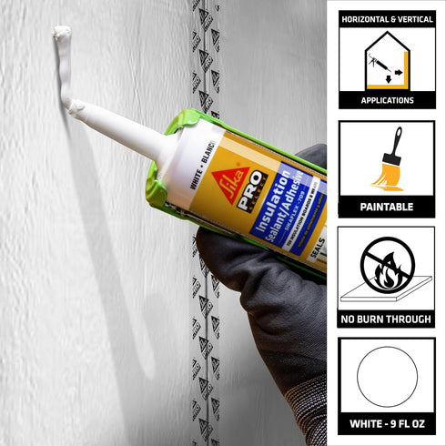 Sikaflex Insulation Sealant & Adhesive, White, Flashing Sealant, Bonds to Most Insulation Boards and Wraps, 9 fl.oz. Cartridge...