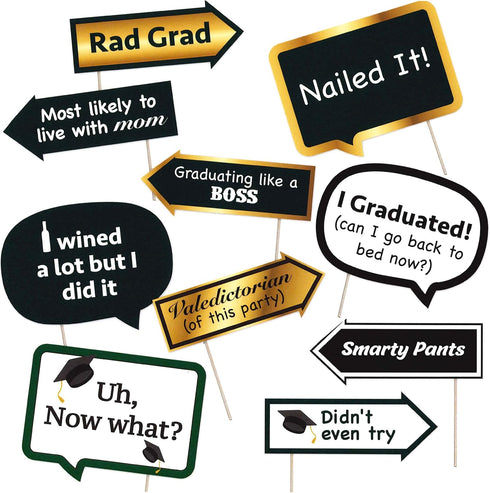 Graduation Photo Booth Props - You Did It Graduated Themed Party Decorations - Funny Photography Supplies Selfie Props with Sticks - 10pcs...