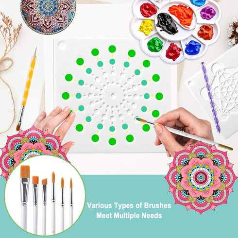 Mandala Dotting Tools,Augshy 58PCS Dot Painting Tools Set Rock Painting Supplies with a Blue Zipper Waterproof Storage Bag for Painting Rocks...