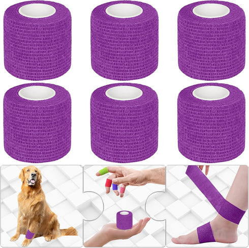 6 Pack 2 Inches Self Adhesive Bandage Wrap Breathable Cohesive Bandage Elastic Tape for Pets, Athletic, Sports, Wrist, Knee, Ankle(5 Yards Per Rol...
