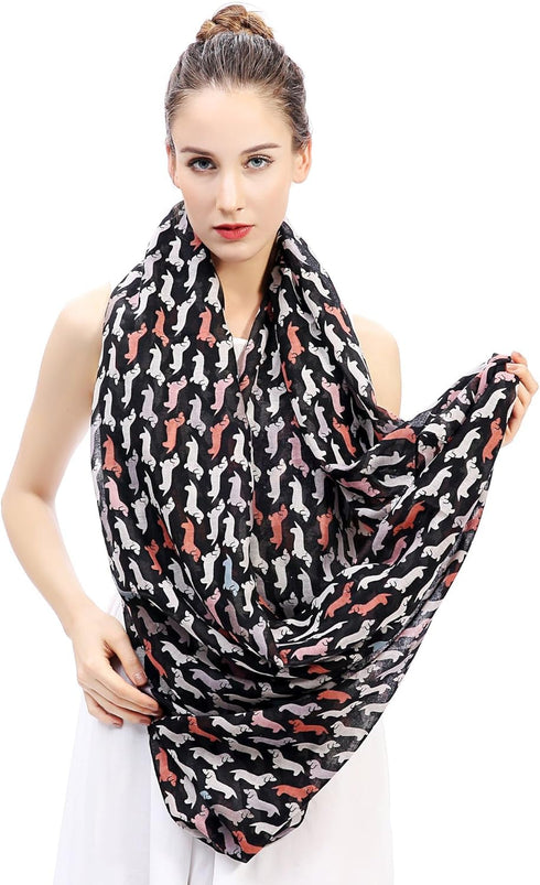 Lina & Lily Dachshund Doxie Dog Print Women's Infinity Scarf Lightweight...