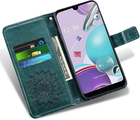 Phone Case for LG Aristo 5/K31/Fortune 3/Phoenix 5/K8x/Tribute Monarch/Risio 4 Wallet with Tempered Glass Screen Protector Flip Cover Card Holder ...