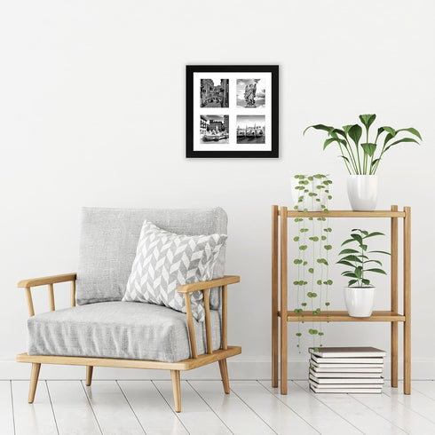 Americanflat 4x4 Picture Frame Collage with Shatter-Resistant Glass - Fits Four 4x4 Photos or Use as One 10x10 Picture Frame - Signature Collectio...