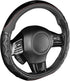 Motor Trend Redline D-Shaped Steering Wheel Cover - Premium Flat Bottom Car Steering Wheel Cover, Black Faux Leather Sterring Wheel Cover, Standar...