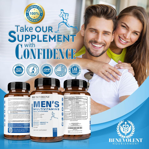 Benevolent Nourishment Multivitamin for Men - Supports Energy & Overall Health - Essential Daily Vitamins for Men, Biotin, Magnesium, Zinc & Antio...
