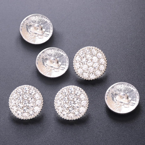 Jerler 10 Pcs Sliver Rhinestone Buttons Crystal Embellishments Sew on Clothing Buttons...