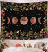 Rexful Moonlit Garden Tapestry, Moon Phase Surrounded by Plants and Flowers Black Wall Hanging Blanket 44×60 inch...