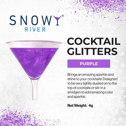Snowy River Purple Cocktail Glitter - All Natural Edible Beverage Glitter for Cocktails, Wine, Champagne & Soda, Perfect for Parties or Dusting Ca...