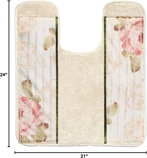 Popular Bath Contour Bath Rug, Madeline Collection, 23" x 10.5", Beige/Pink...