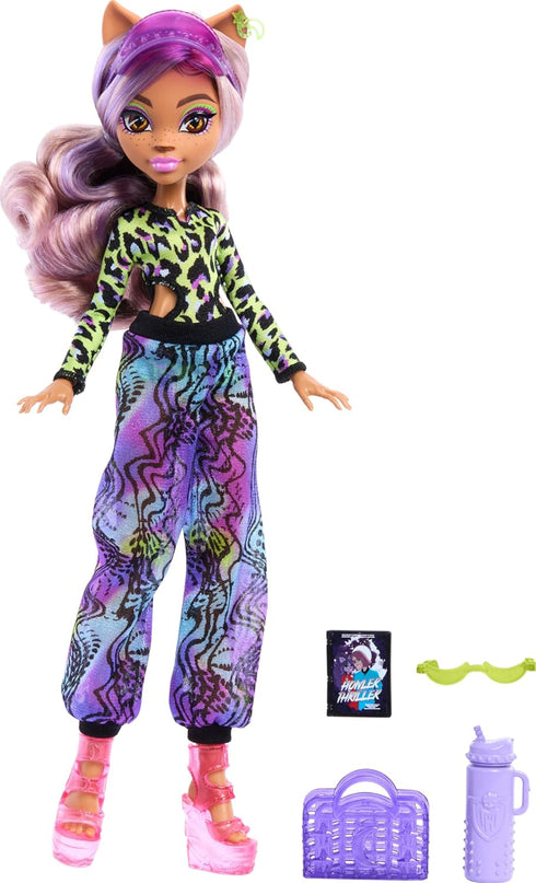 Monster High Scare-adise Island Clawdeen Wolf Doll with Swimsuit, Joggers & Beach Accessories like Visor, Water Bottle, & Book...