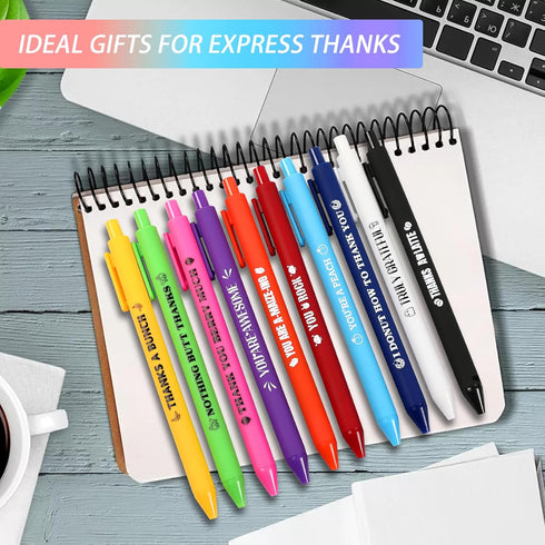 20 Pieces Funny Pens Thank You Pens Motivational Quotes with Multi Candy Colors Soft Touch Novelty Office School Supplies Ideal Gift for Family Co...