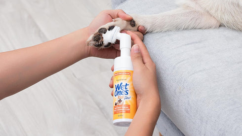 Wet Ones for Pets Antibacterial Dog Paw Cleansing Foam with Built-in Paw Scrubber Brush, Tropical Splash Scent, 5 oz | Dog Paw Cleaner with Antiba...