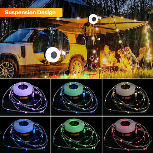 ONXE Camping String Lights, 32.8FT Rechargeable Waterproof LED Tent Lights for Camping Hanging Outdoor Garden Party Festival Decor...