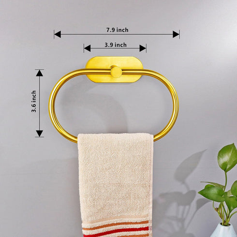 Towel Bar/Bath Towel Ring, Self Adhesive Hand Towel Ring for Bathroom, Stainless Steel Sticky Hand Towel Holder, No Drilling Modern Round Towel Ha...