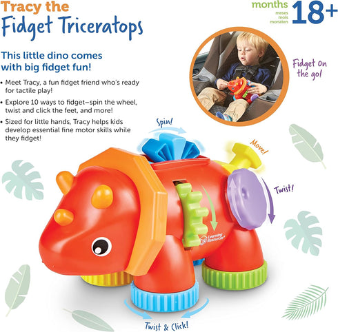 Learning Resources Tracy The Fidget Triceratops,1 Piece, Ages 18 Months+, Baby Toys,Sensory Toys for Toddlers, Fine Motor Toys,Montessori Toys...