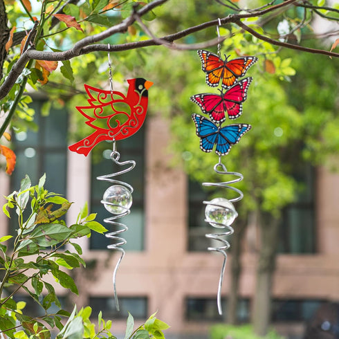 18" Wind Spinner Outdoor Hanging Metal Figurine Spinner for Garden Décor Ornament Lawn Yard Patio,Cardinal...