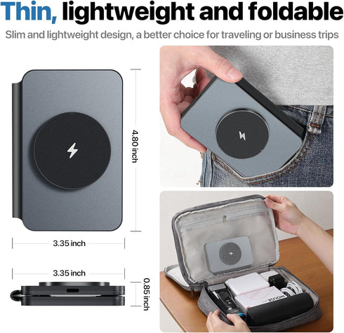 3 in 1 Charging Station for Apple Devices, 20W Magnetic Foldable Travel Wireless Fast Charger for iPhone 15/14/13/12/Pro/Max & AirPods 3/2/Pro & A...
