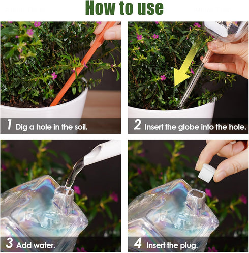 NiHome Hand-Blown Glass Plant Self Watering Globes 2-Pack - Durable, Unique Igloo-Inspired Design for Home and Garden - 9oz Capacity, Easy Refill ...