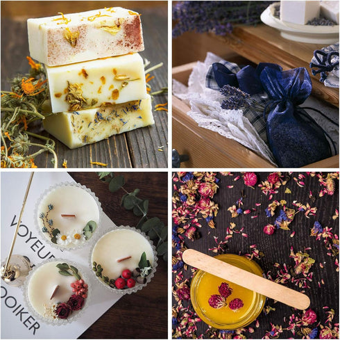 9 Bags Dried Flowers,100% Natural Dried Flowers Herbs Kit for Soap Making, DIY Candle Making,Bath - Include Rose Petals,Lavender,Don't Forget Me,L...