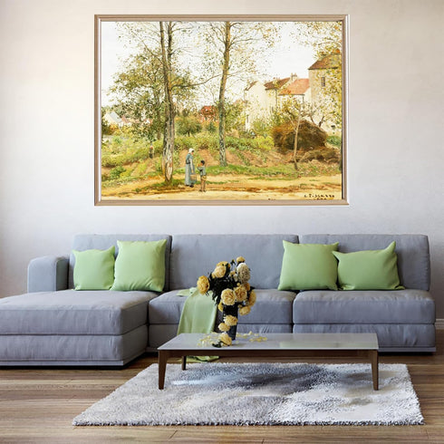 Camille Pissarro Canvas Wall Art - Houses at Bougival Canvas Poster - Landscape Impressionism Art Print - Famous Oil Painting Reproduction Print W...
