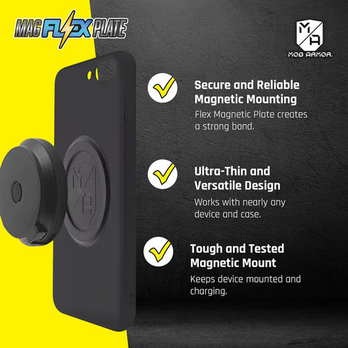 Mob Armor Magnet Flex Plate - Magnetic Phone Mount for iPhone, Android, Ipad and Tablets, Wireless Charging- 2mm Thick Metal Plate - Replacement F...