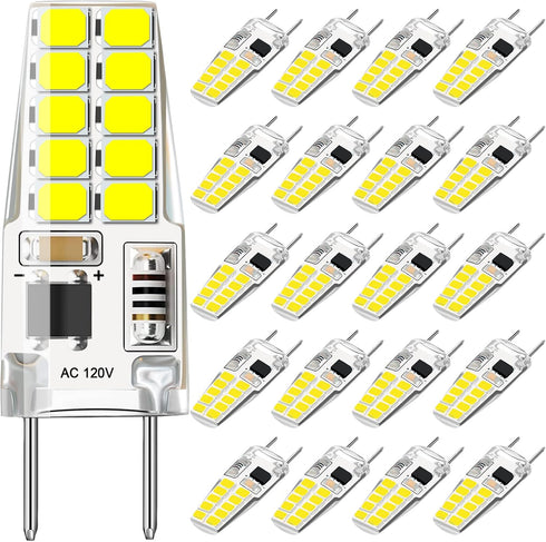 G8 LED Bulb Dimmable 3W 120V T4 Bulb Warm White 3000K Under Cabinet Light Bulb for Under Counter Light Replacements (20 Pcs)...