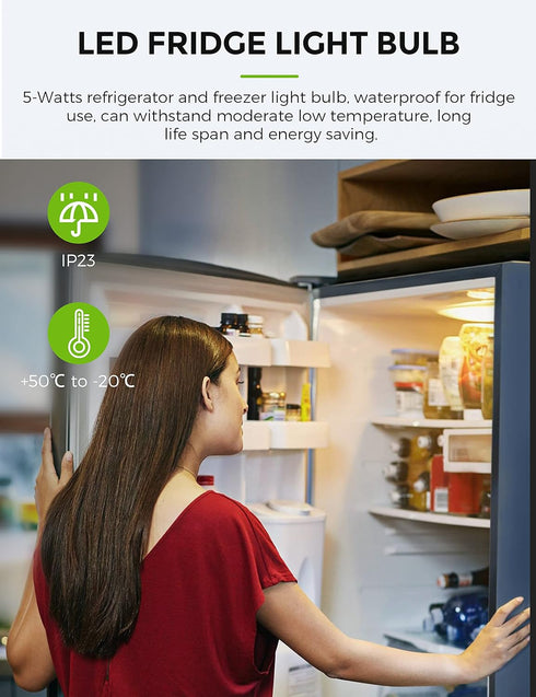 LOHAS A15 LED Bulb Refrigerator Light Bulb, 40W Equivalent Appliance Bulb, 5W LED 120V Fridge Lights, E26 Medium Base Ceiling Fan Light, Waterproo...