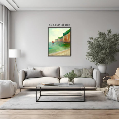 Posterizer 1 pcs-coastal scene-sea and boats-retro painting style 3-Coastal & Nautical Art-Gift for Street Art, Mural Fans -Decor for Home & Offic...