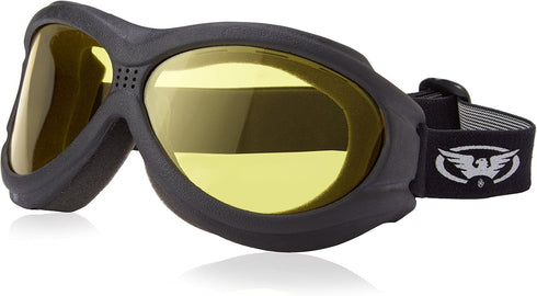 Hot Leathers Big Ben Yellow Goggles Motorcycle Biker over glasses Anti-Fog Lenses...