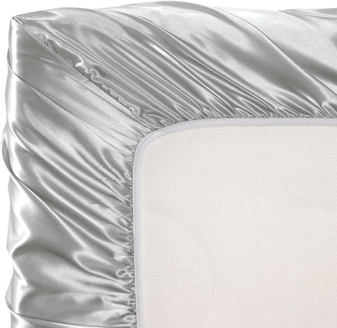 SiinvdaBZX 2 Pcs Satin Mini Crib Sheets 38 x 24In, Silky Soft Mini Portable Crib Sheets Mattress Cover Portable Playard Sheets with 5In Deep Pocke...