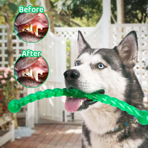 Ycozy Dog Chew Toys 11'' Long for Small/Medium Dogs/Aggressive Chewers, Rubber Puppy Dog Rope Toys Knot Dental Teething Toys Almost Indestructible...