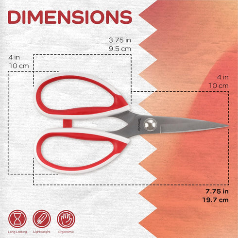 JubileeYarn Workhorse Bertha All Purpose Heavy Duty Scissors - Red & White - 1 Pair...