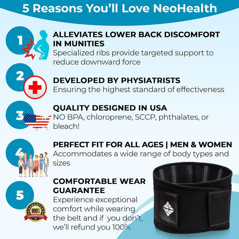 Elastic Lumbar Support Belt for Women & Men - Adjustable Back Brace for Herniated Disc Pain Relief, Heavy Lifting, Workouts & Exercise - Lower Bac...