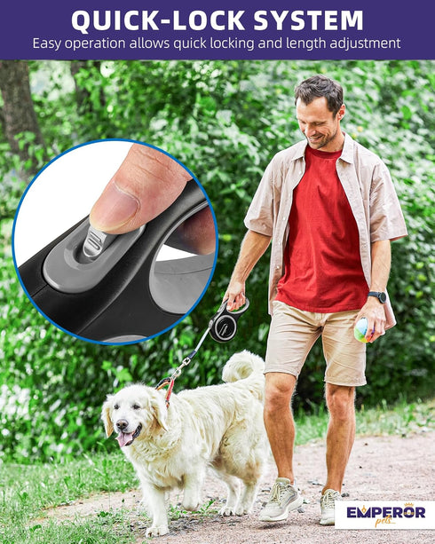 Emperor Pets 16 Feet Retractable Dog Leash Large Dogs - Up to 110lb, Large Dog Leash Heavy Duty Dog Leash Retractable 26 ft, Dog Leashes for Large...