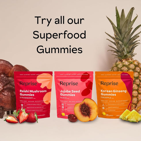 Reprise Goji Berry Superfood Gummies - All-Natural Antioxidant, Digestion, 240 mg Full-Potency, Low-Sugar, Vegan, 45 Blueberry Flavored Gummies...
