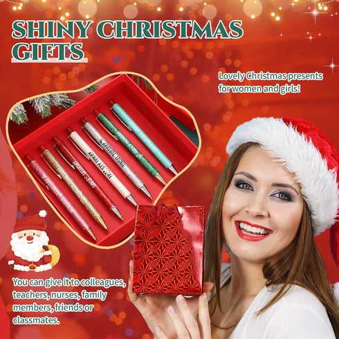 Sherr 7 Pcs Fancy Pens for Women Cute Pens Sparkly Glitter Pens with 10 Pcs Black Ink Refills Pretty Pen Gifts Journaling Pens for Girls Office Sc...