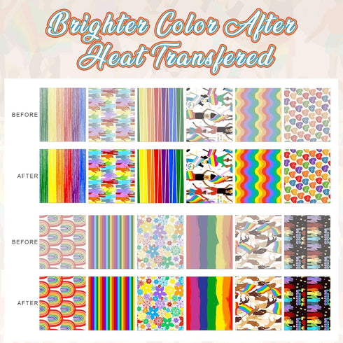 Rainbow Pride Patterned Sublimation Transfer Paper 12sheets 12inches x 10inches LGBTQ Sublimation Transfer Sheets Sublimation Transfer Sheets Comp...