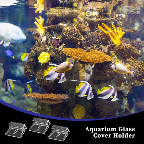 6 PCS Aquarium Lid Clips, 6mm Clear Acrylic Fish Tank Lid Holder Aquarium Cover Support Clamps for Rimless Aquarium Glass Top, Plastic Fish Tank C...