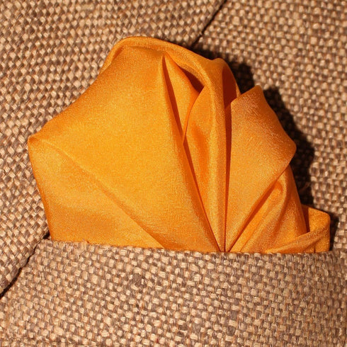 Fine Saffron 100% Silk Pocket Square Full-Sized 16"x16"...