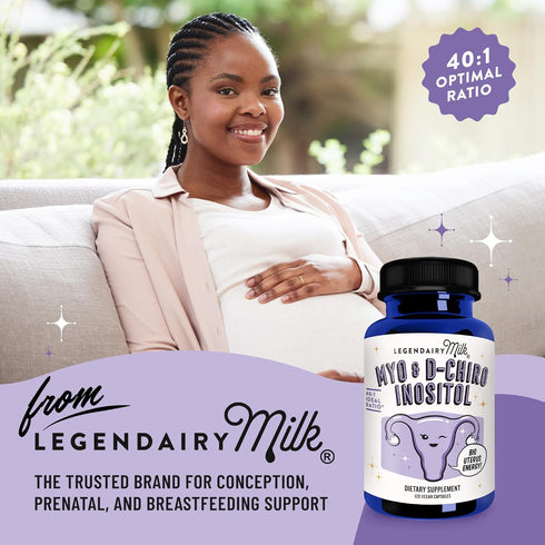 Legendairy Milk Pure Inositol Supplement - Myo Inositol and D-Chiro Inositol Capsules - Ideal 40:1 Ratio - Ovarian & Fertility Support for Women -...